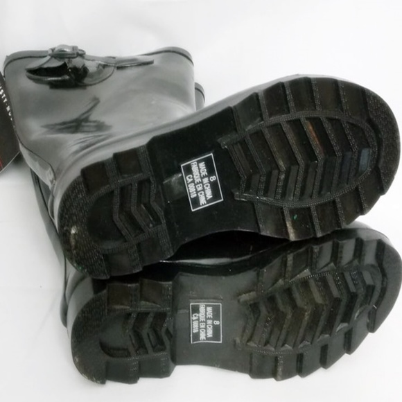 Misty Mountain Shiny Black Rubber Rain Boots - Picture 5 of 7